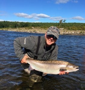 Guide Greg Amos of Ledges with a beauty hen he caught Monday morning.