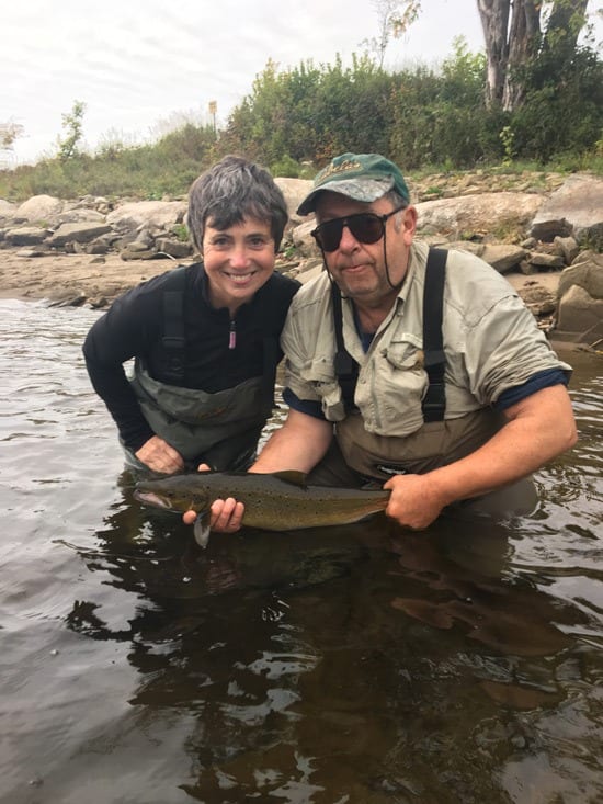 Ledges Guest Richard Campbell with grilse caught by his lovely wife Jancinta 