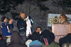 Prime Minister Stephen Harper at the Pond Hockey tournament in 2009.