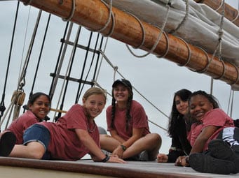 Sponsored teens aboard the Unicorn during the 2012 military daughters pilot program in the US.