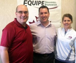 Jason Dickson, an Olympian and former major league baseball pitcher, has been named Team New Brunswick's honorary captain for the 2013 Canada Summer Games. From left: Stéphane Hachey, chef-de-mission; Dickson; and Jennifer Bent-Richard, assistant chef-de-mission.