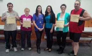 Biggest Loser 6 winners Team Trak with Peak Performance Health Center coaches. From left to right: Terry Williston, Rhonda Williston, Heather Hutt, Lisa Kelly, Krista MacMullin, and Andrew MacMullin. 