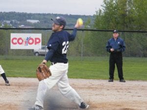 Miramichi "Jungle Jim" Brewers' pitcher, Ashley Cosgrove.