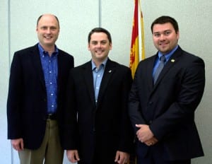 Tourism, Heritage and Culture Minister Trevor Holder, Southwest Miramichi MLA Jake Stewart and interim Mayor of Blackville Matthew Sturgeon.