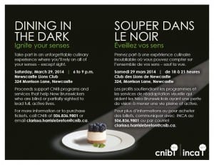 CNIB 3rd Annual Dining in the Dark in Miramichi