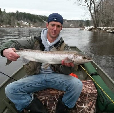 Sean Dolan with a salmon from last week in Boiestown. "Put on Golden Eagle... Do not take off Golden Eagle!"