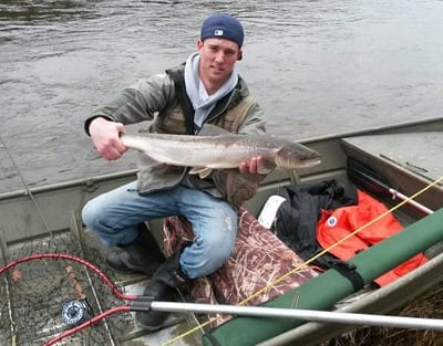 Sean Dolan with a salmon from last week in Boiestown. "Put on Golden Eagle... Do not take off Golden Eagle!"