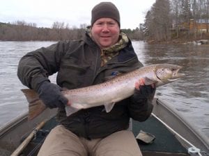 Shannon Fougere with a nice salmon, one of many he landed on the weekend.