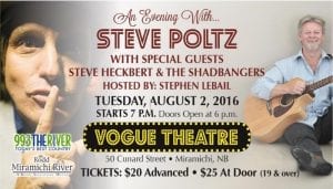 An evening with Steve Poltz at the Vogue Theatre