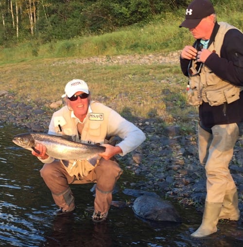 George with a nice hen he landed on Saturday and Guide Boyd Curtis from Mount Channel. Submitted by Ledges Inn.