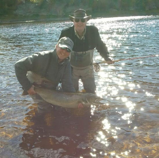 Ledges Guide Greg Amos with a Hugh hen caught by guest James Douglas.